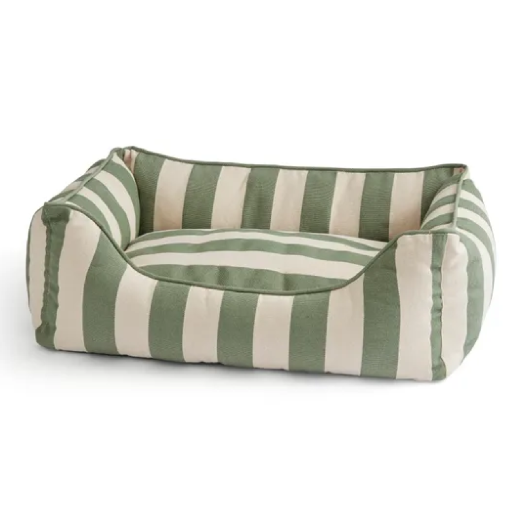 green and cream stripe dog bed