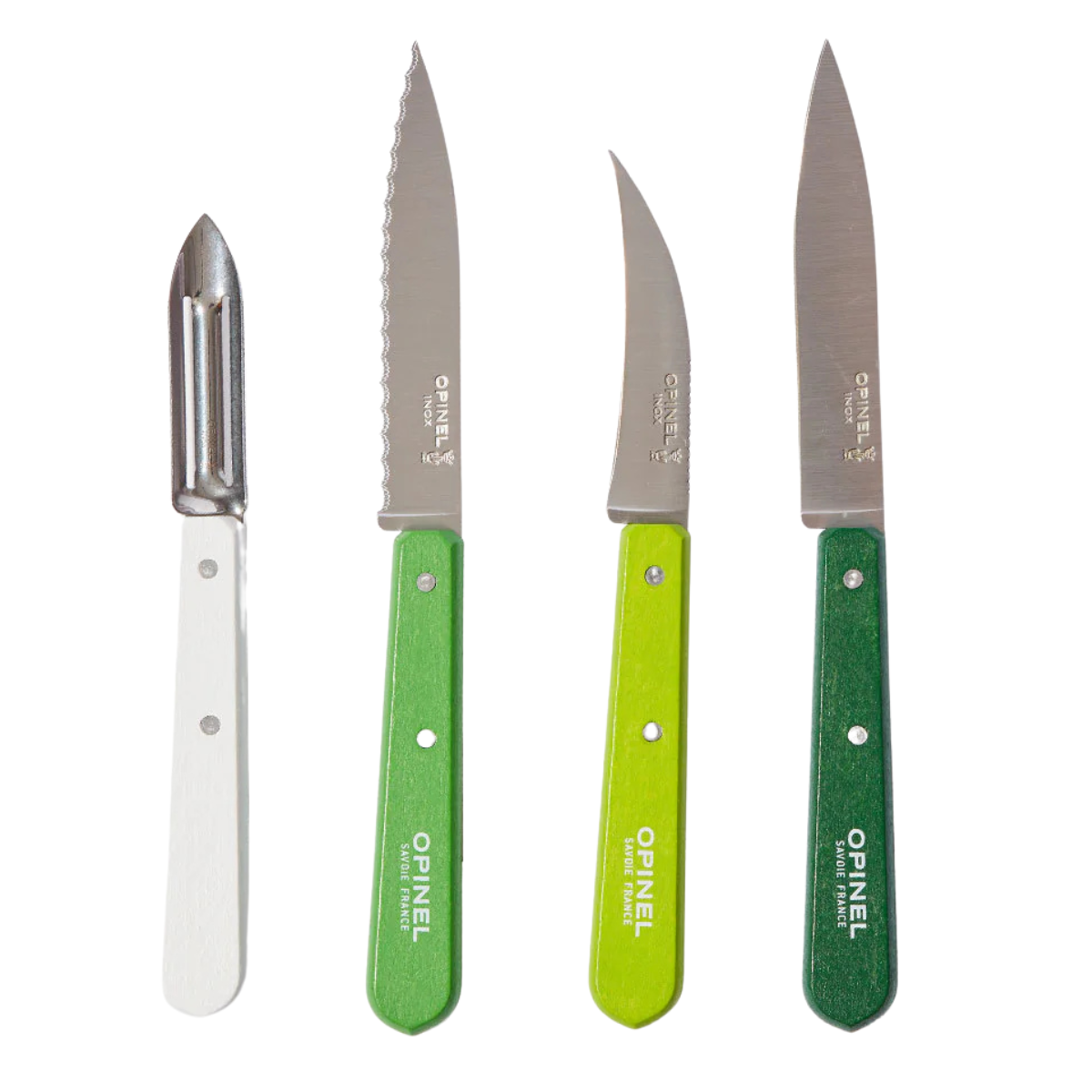 a set of 4 green knives