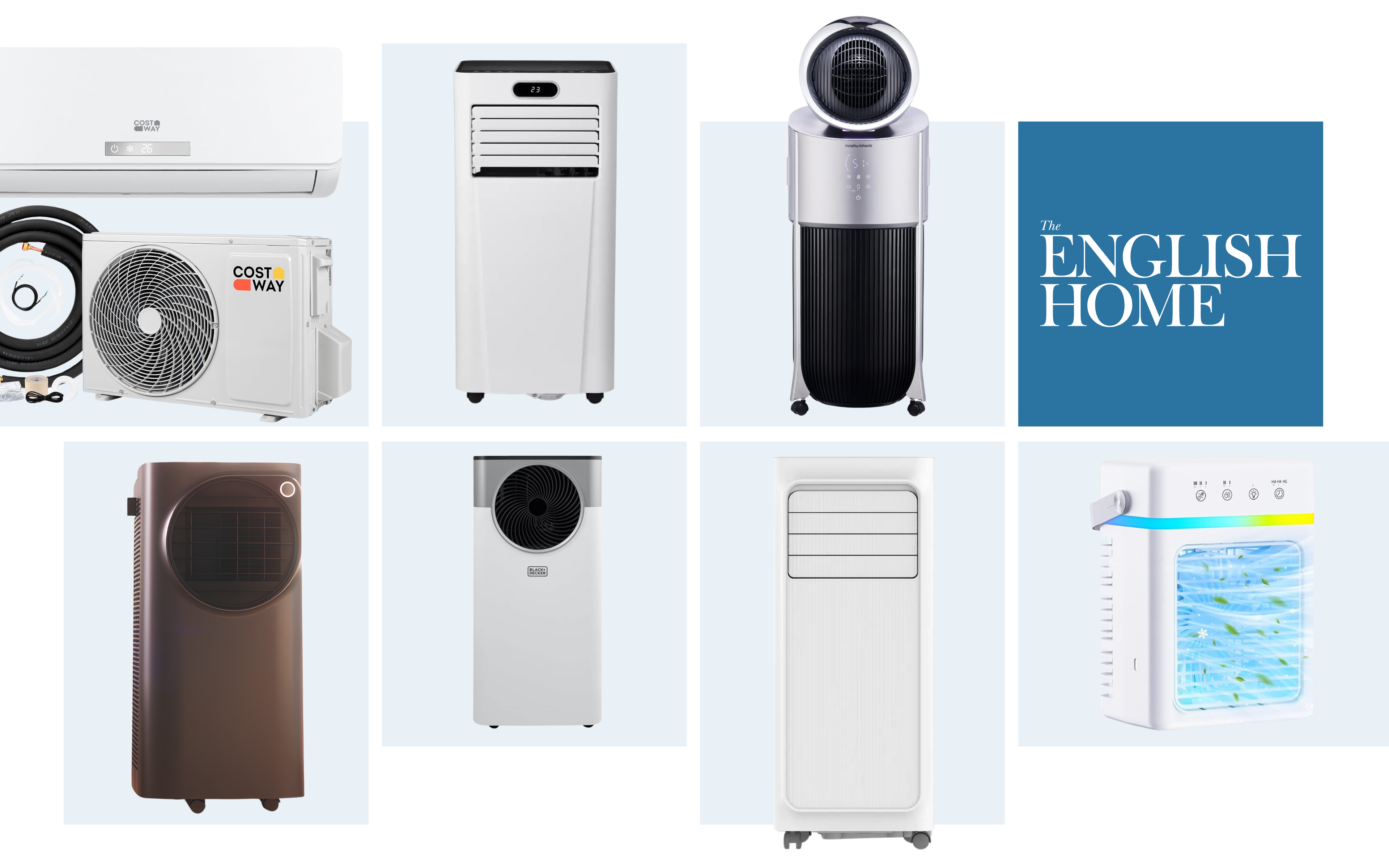a collage of the best air conditioning units with the english home logo