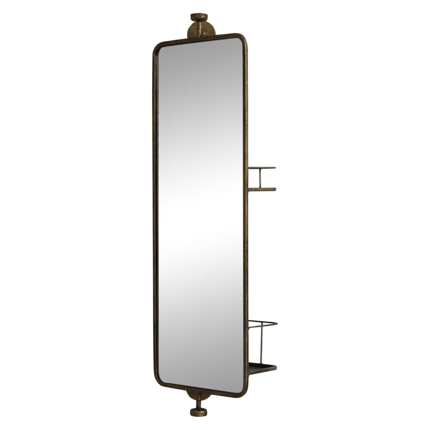 a large narrow antique brass swivel mirror