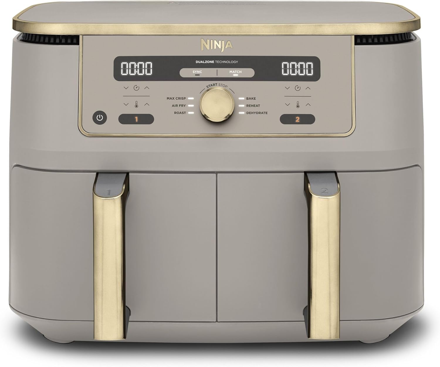 Ninja MAX Dual Zone Digital Air Fryer, 2 Drawers in stone colour pictured on a white background