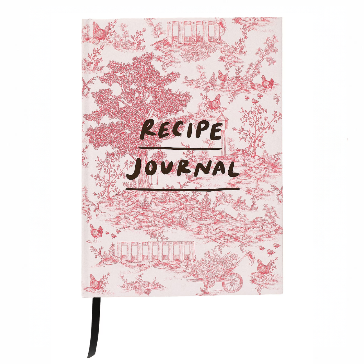 pink and white recipe journal