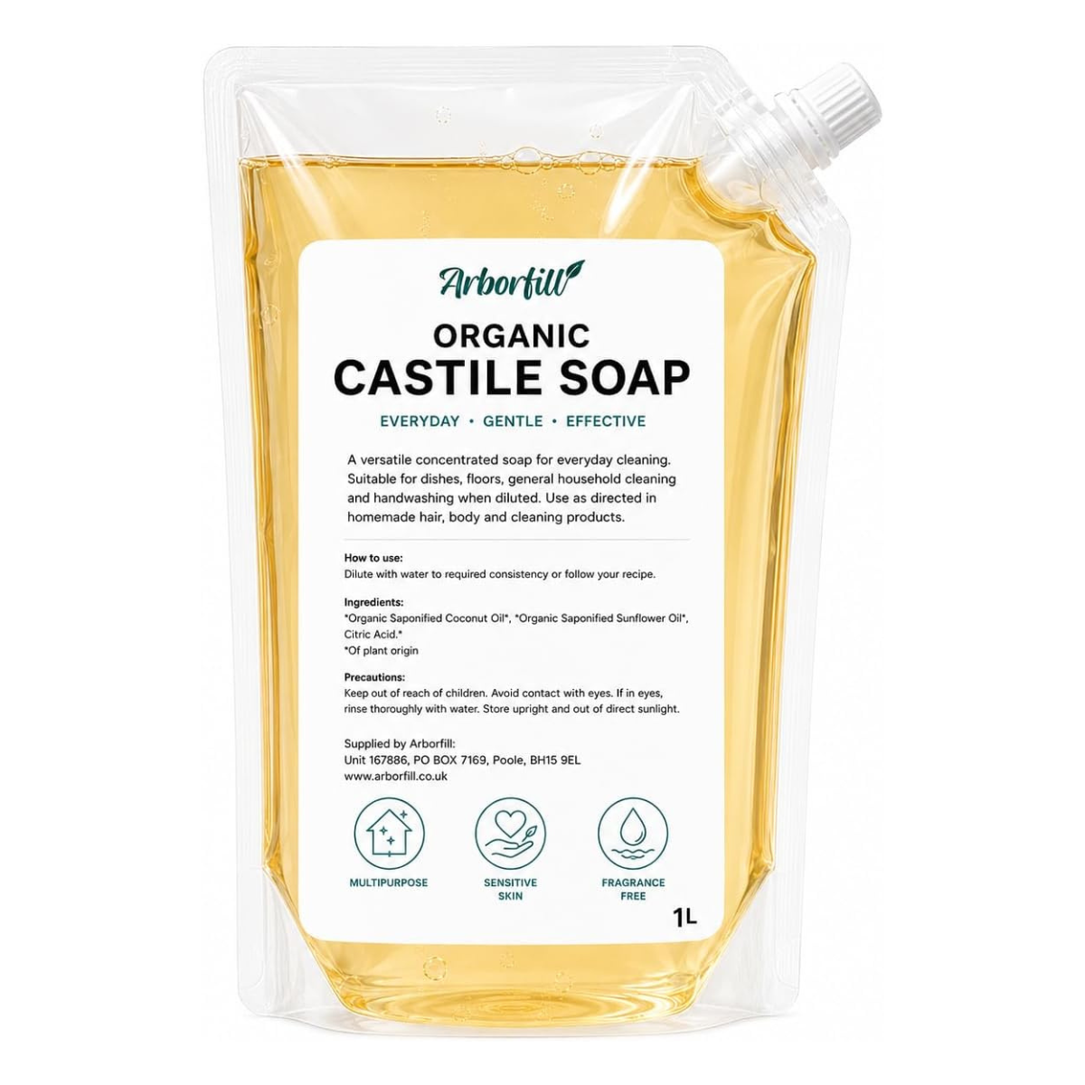 a clear pouch of castille soap