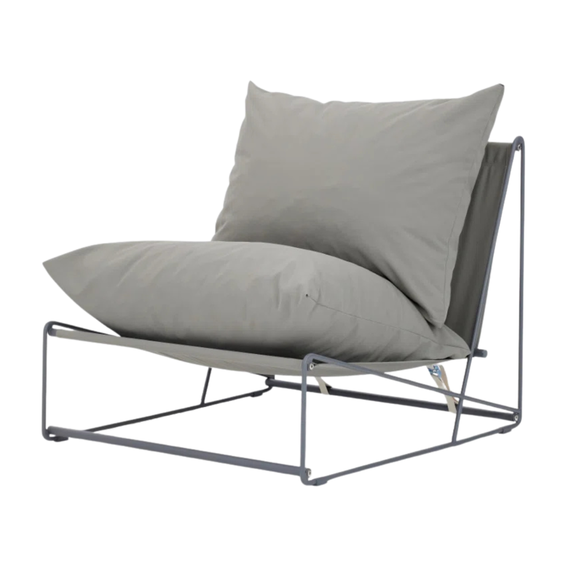 a grey padded garden lounge chair
