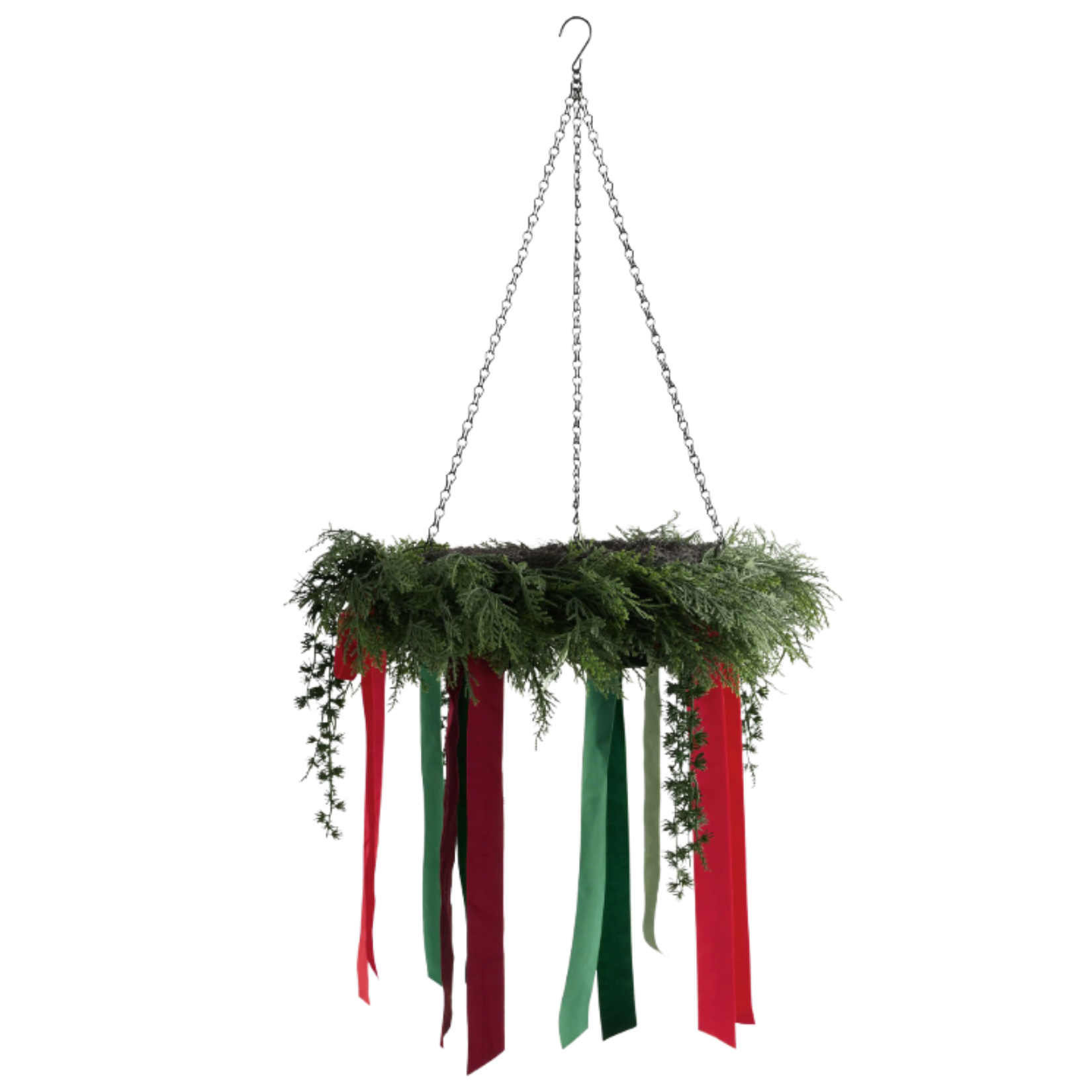 hanging wreath with ribbons