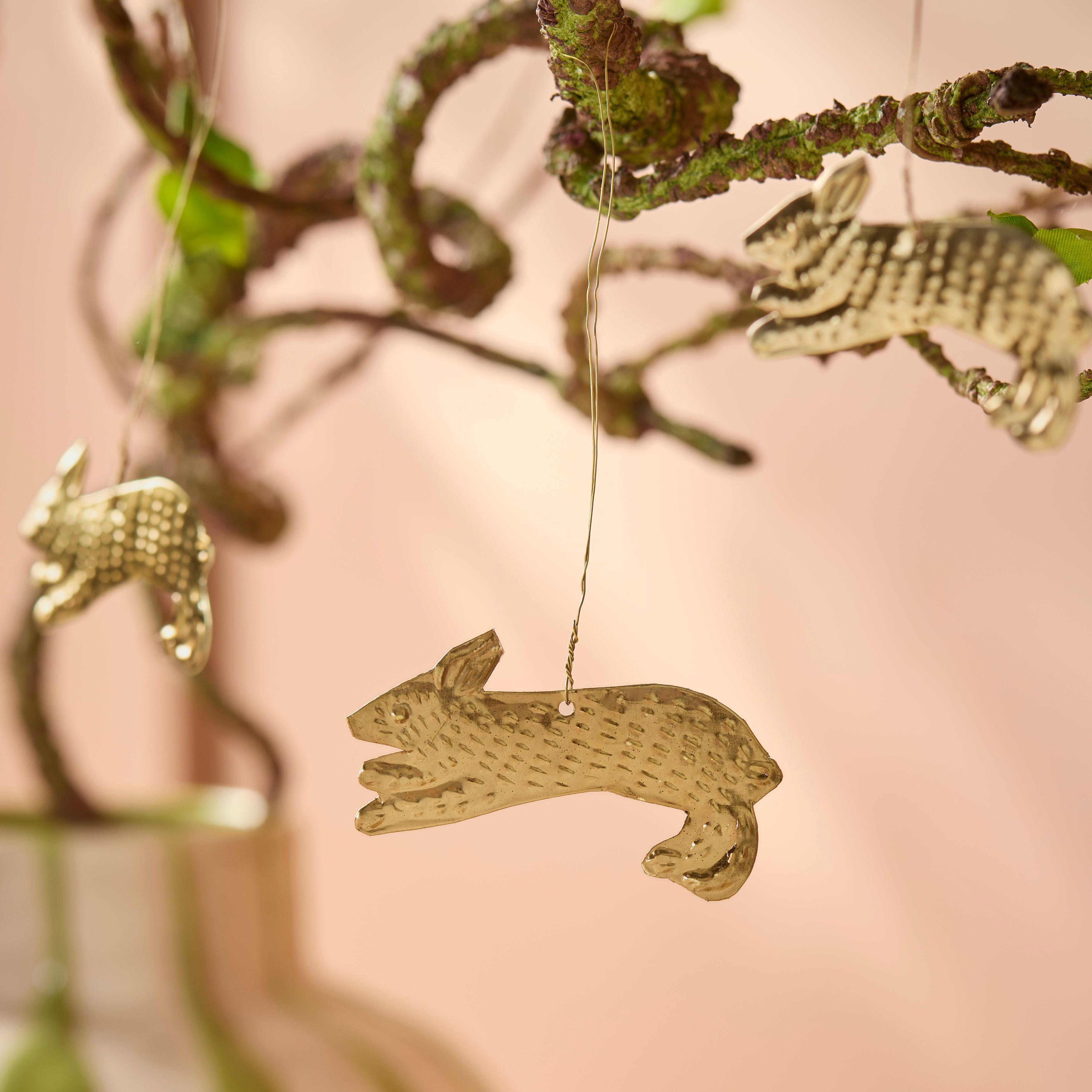 gold hanging bunny decorations