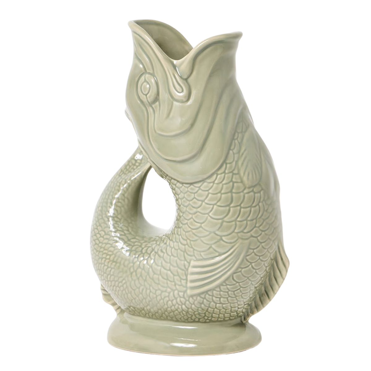 sage green fish jug