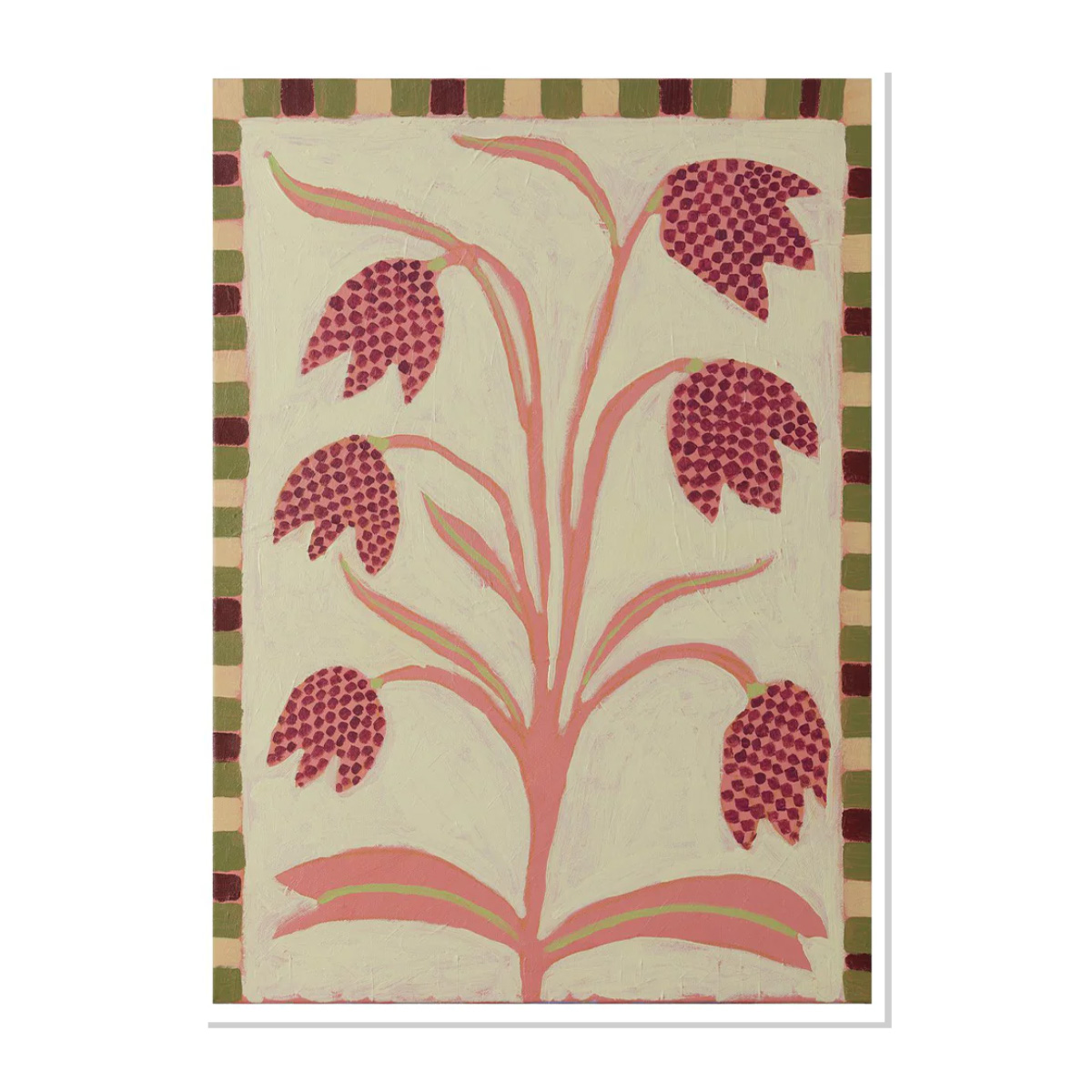 floral and checkerboard art print