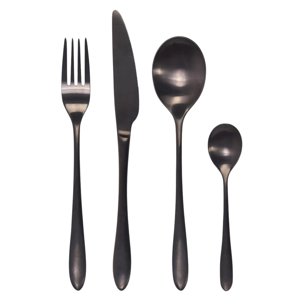 set of 4 cutlery in black