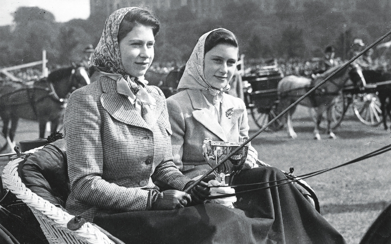 Princesses Elizabeth and Margaret at the Royal Windsor Show, 1945