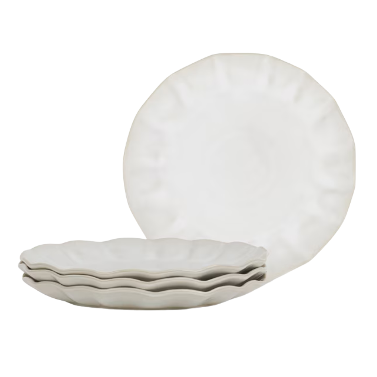 set of 4 cream wavy edge dinner plates
