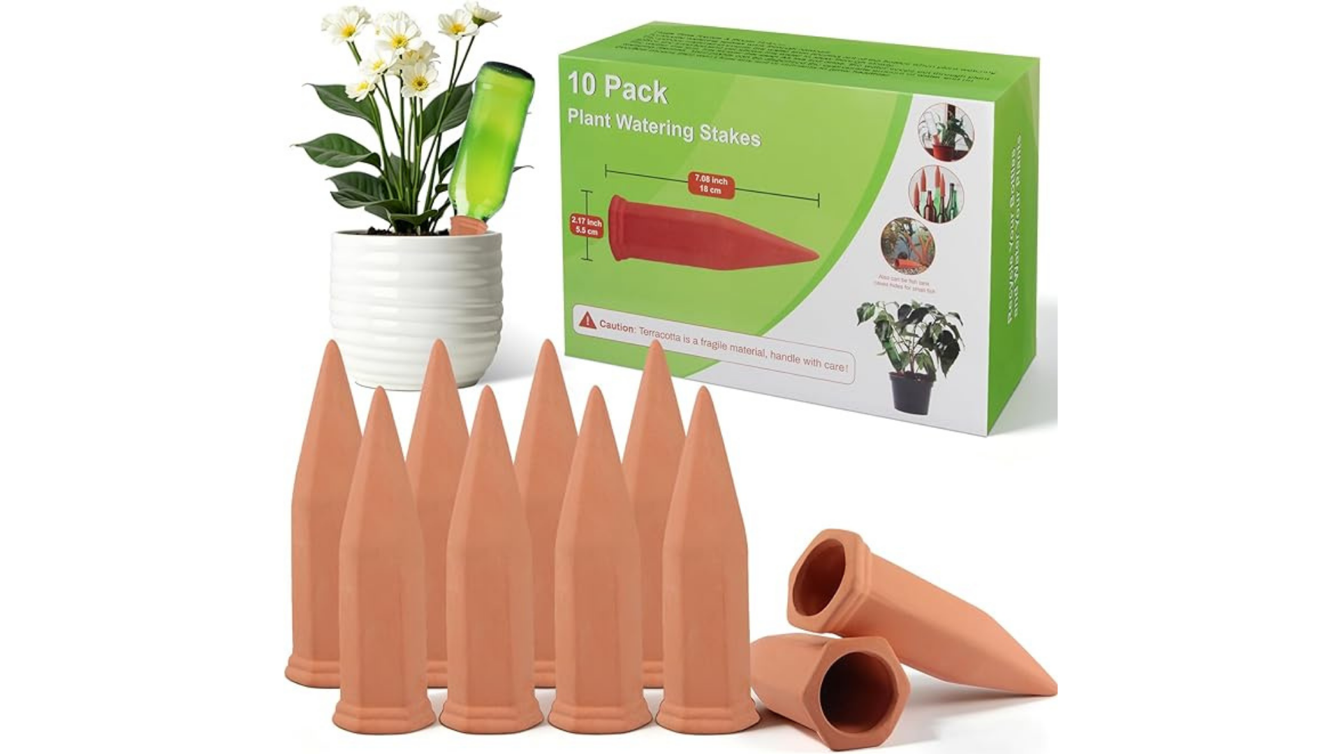 Plant Watering Stakes x10 pack on white background