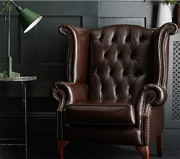 Queen Anne leather armchair from Darlings of Chelsea