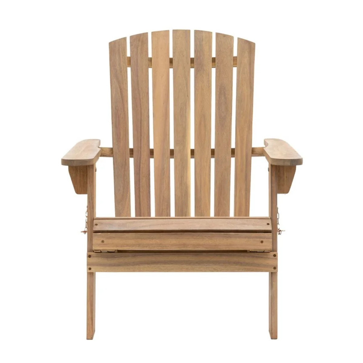 a wooden outdoor armchair