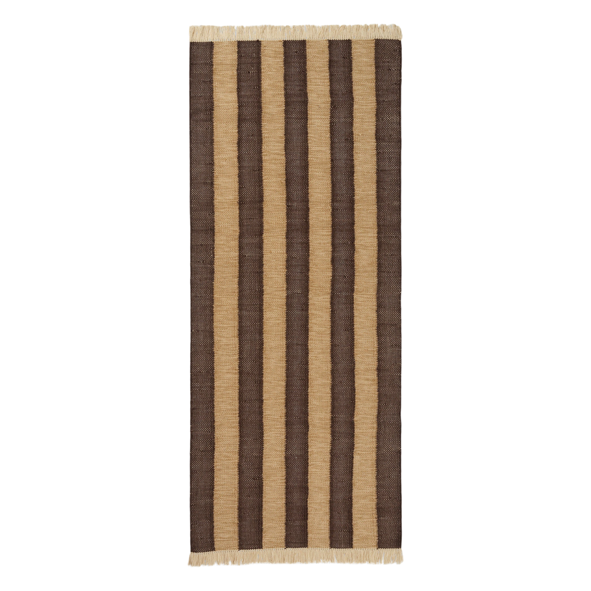 a neutral and brown striped jute runner rug