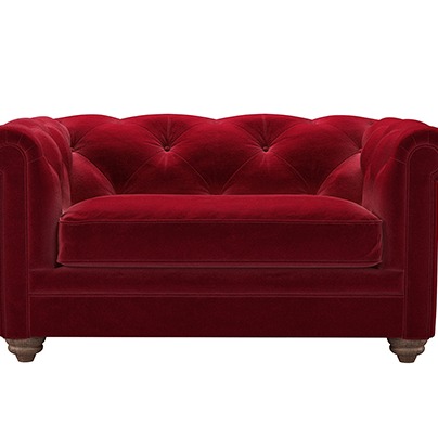a red velvet sofa