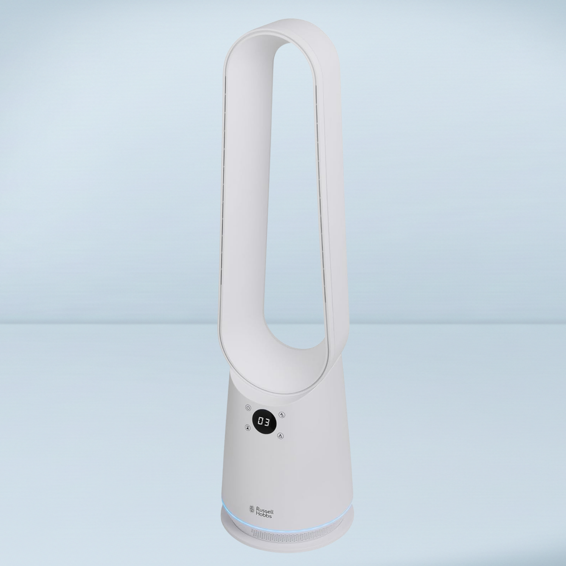 a white bladeless fan