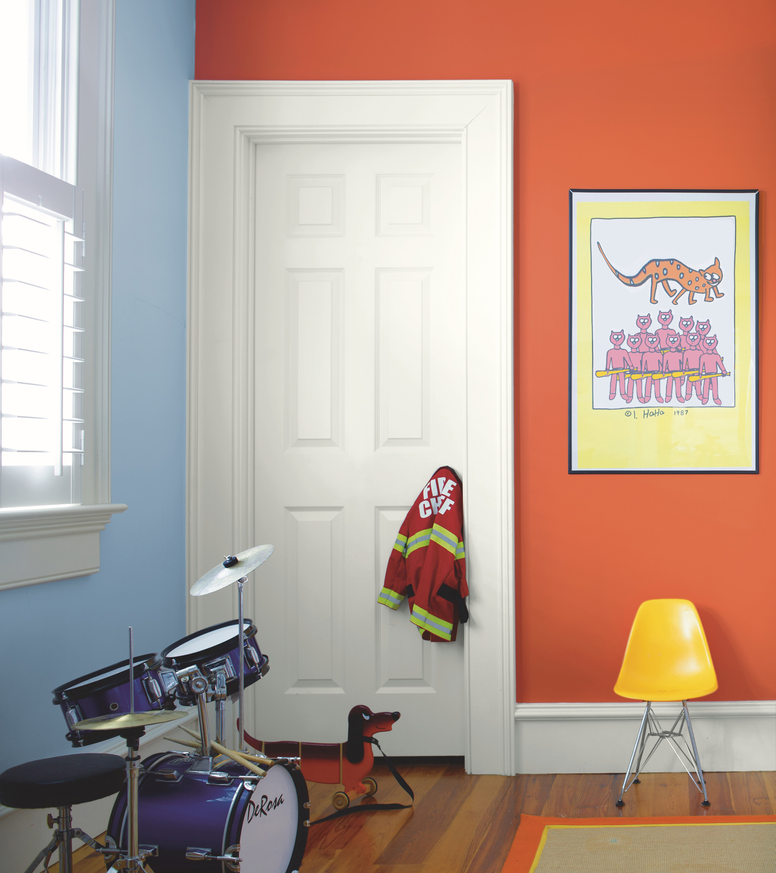blue and orange walls