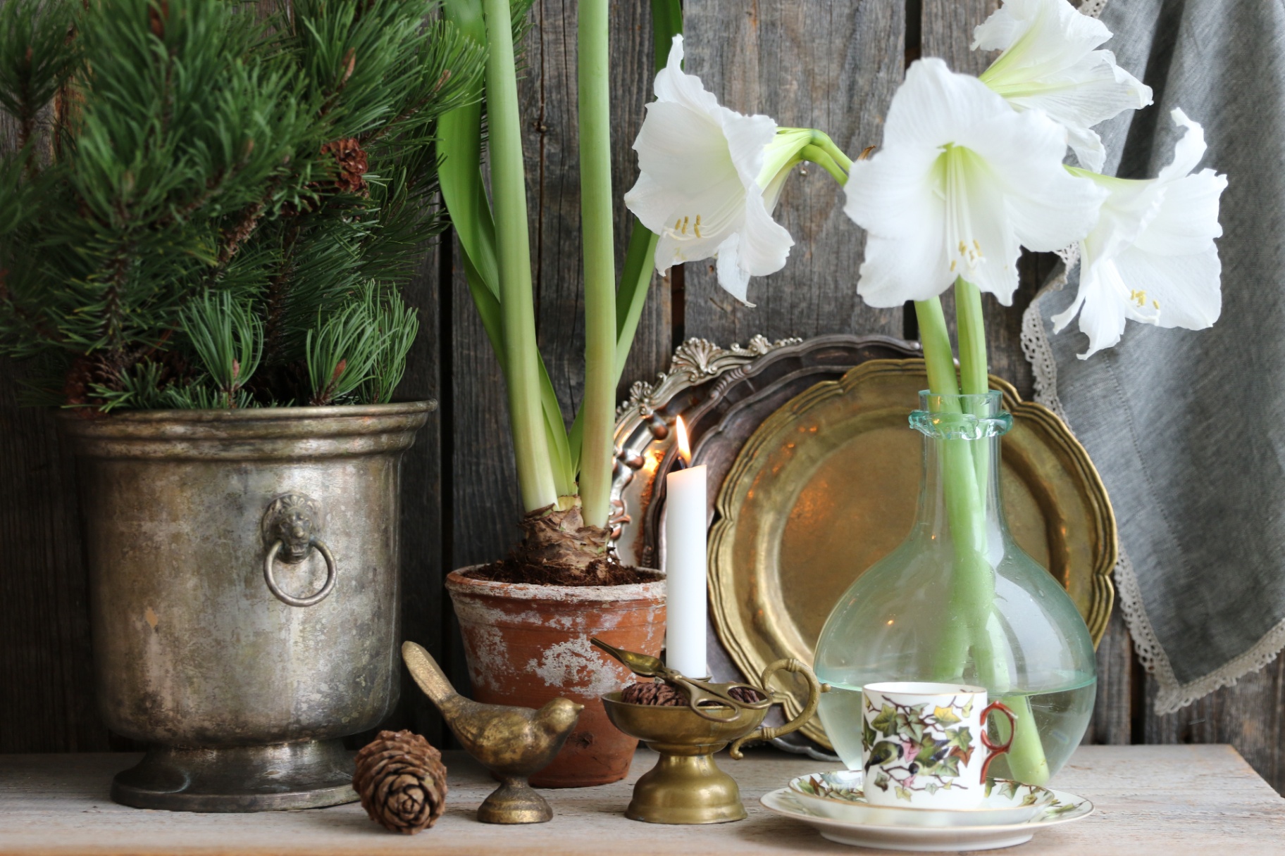 a winter floral display