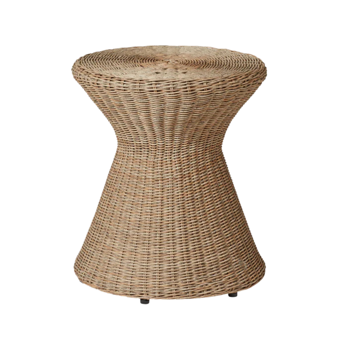 a round rattan side table