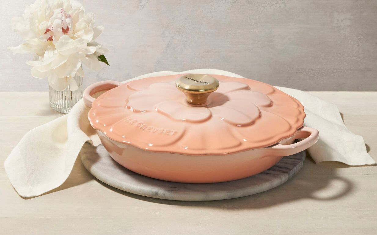 petal le creuset dish orange