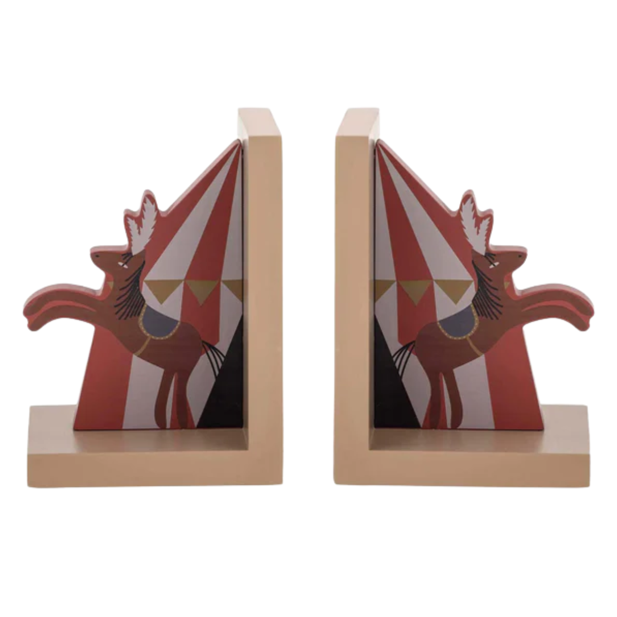 kids wooden horse circus bookends