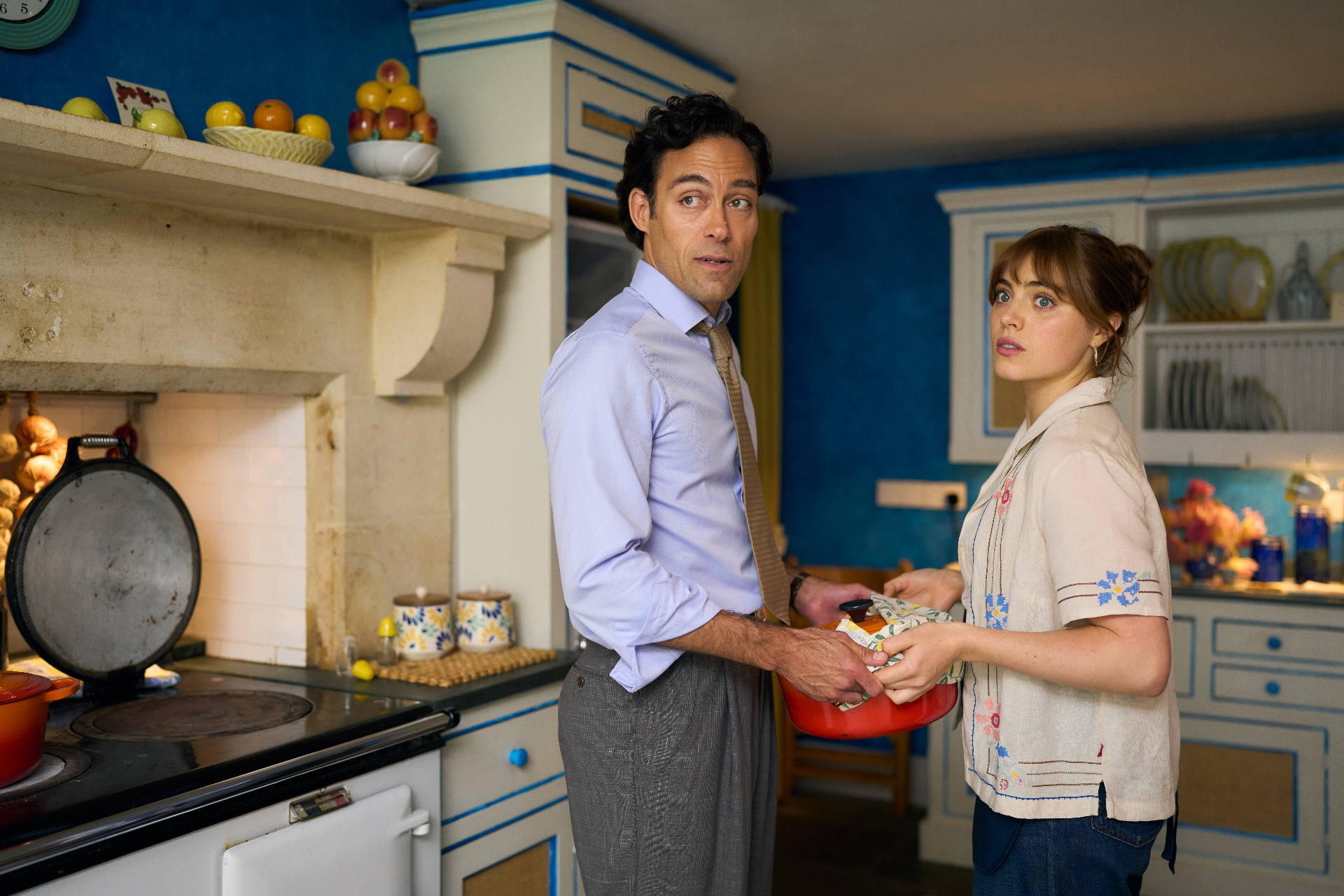 rivals cast in the blue 1980s kitchen