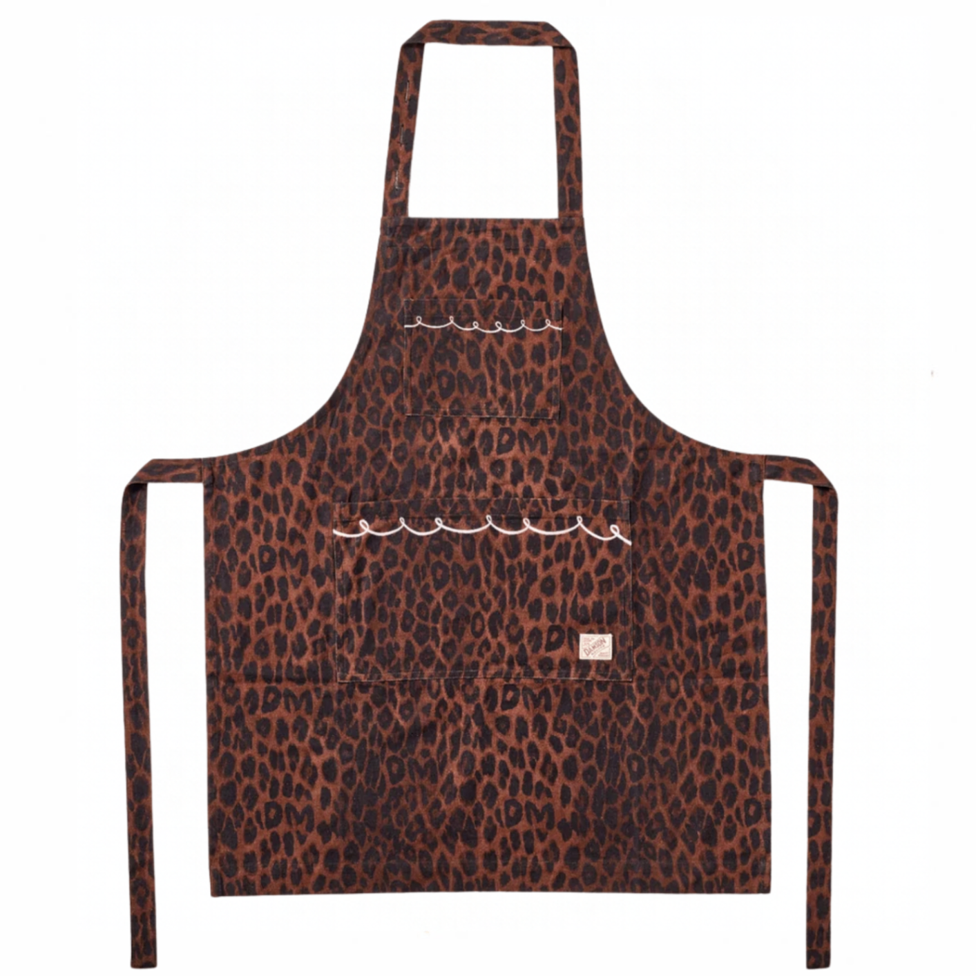 leopard print embroidered apron