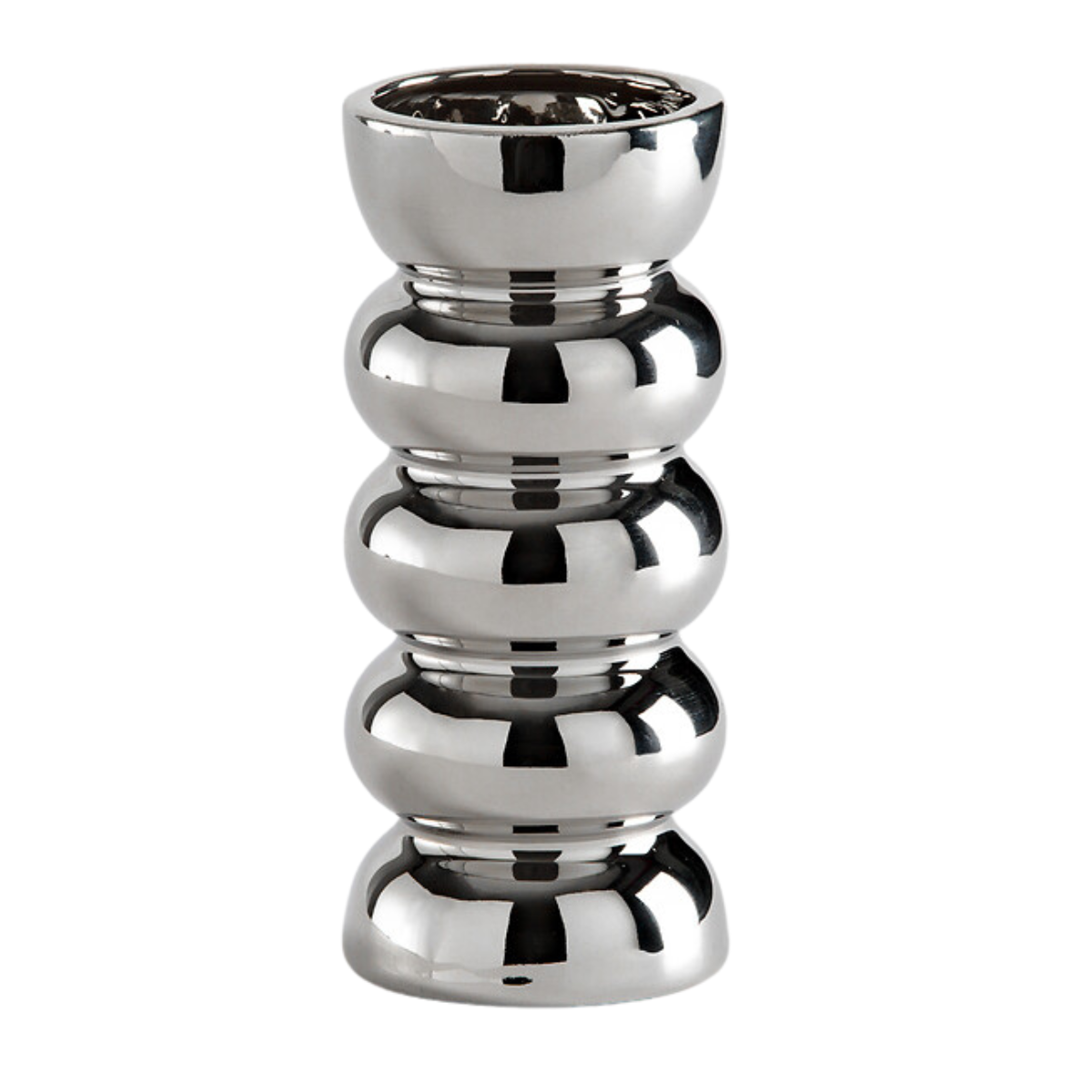 a bobble shiny chorme slim vase