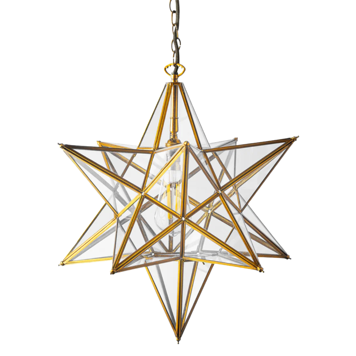 a large star shaped glass pendant light