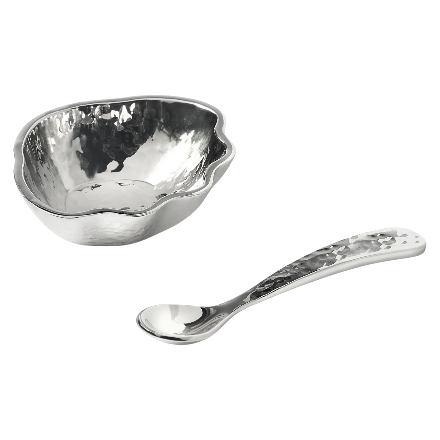 silver salt dish with spoon