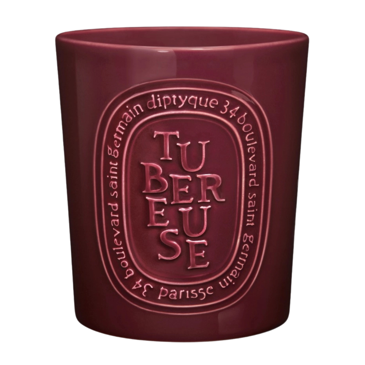 dark red ceramic diptyque tuberose candle