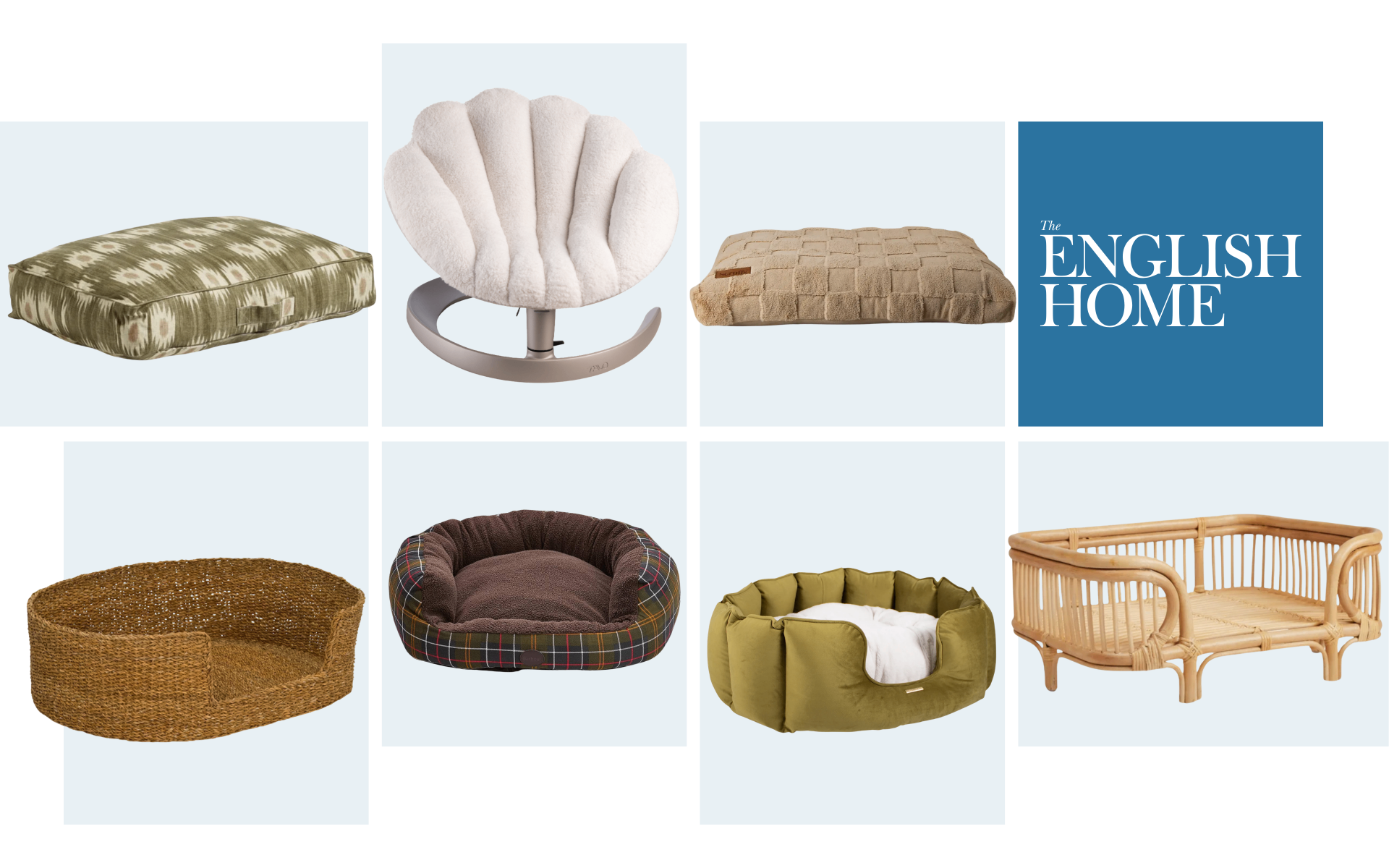 best dog beds collage with the english home magazine logo