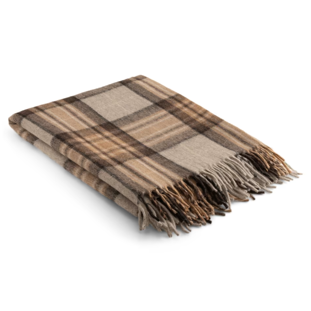 brown tartan check wool throw