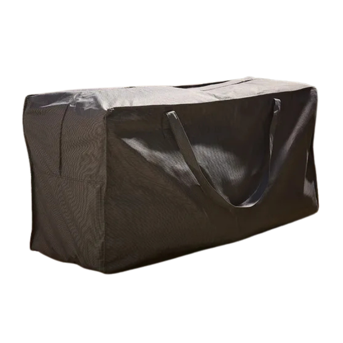 a black outdoor storage bag with handles