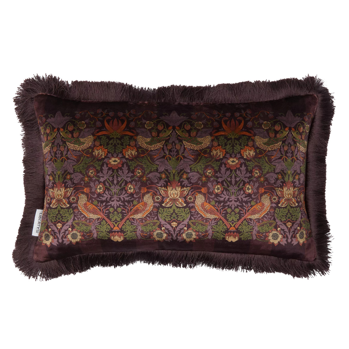 floral cushion in strawberry thief pattern from liberty