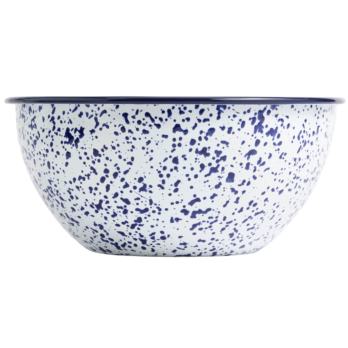 speckled blue and white mixing bowl