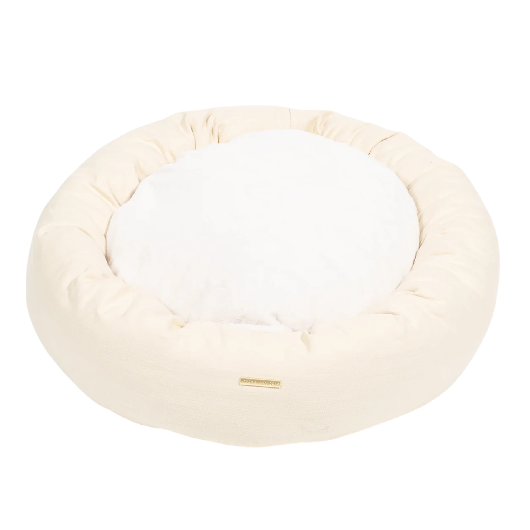 cream donut dog bed