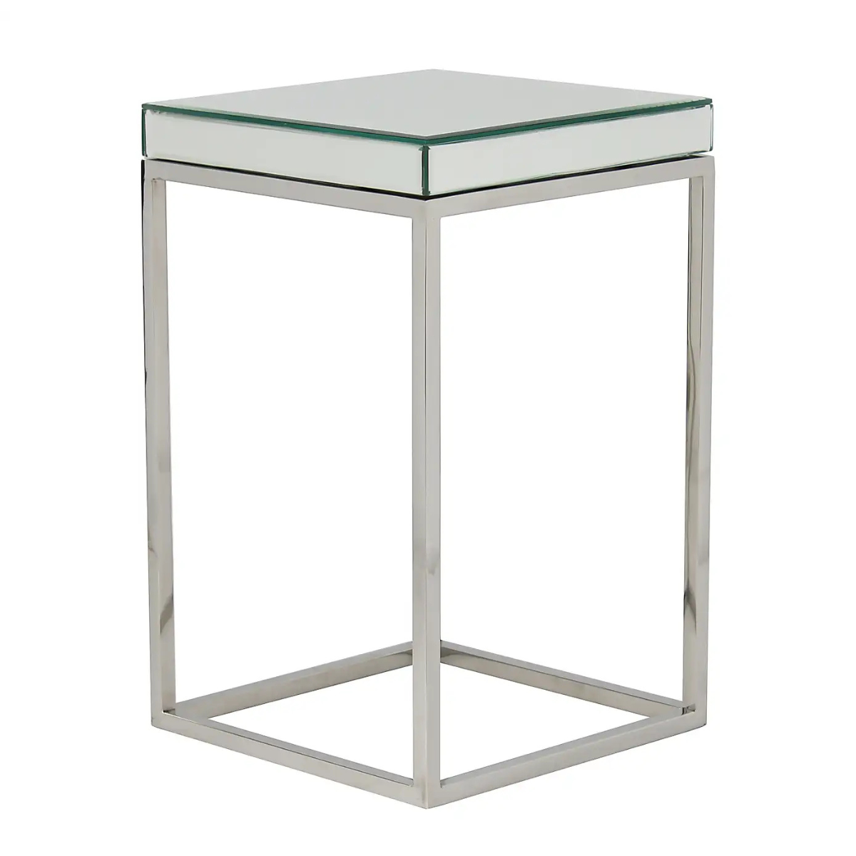 a mirrored glass side table