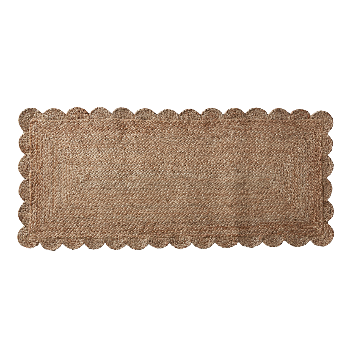 a large jute scalloped doormat