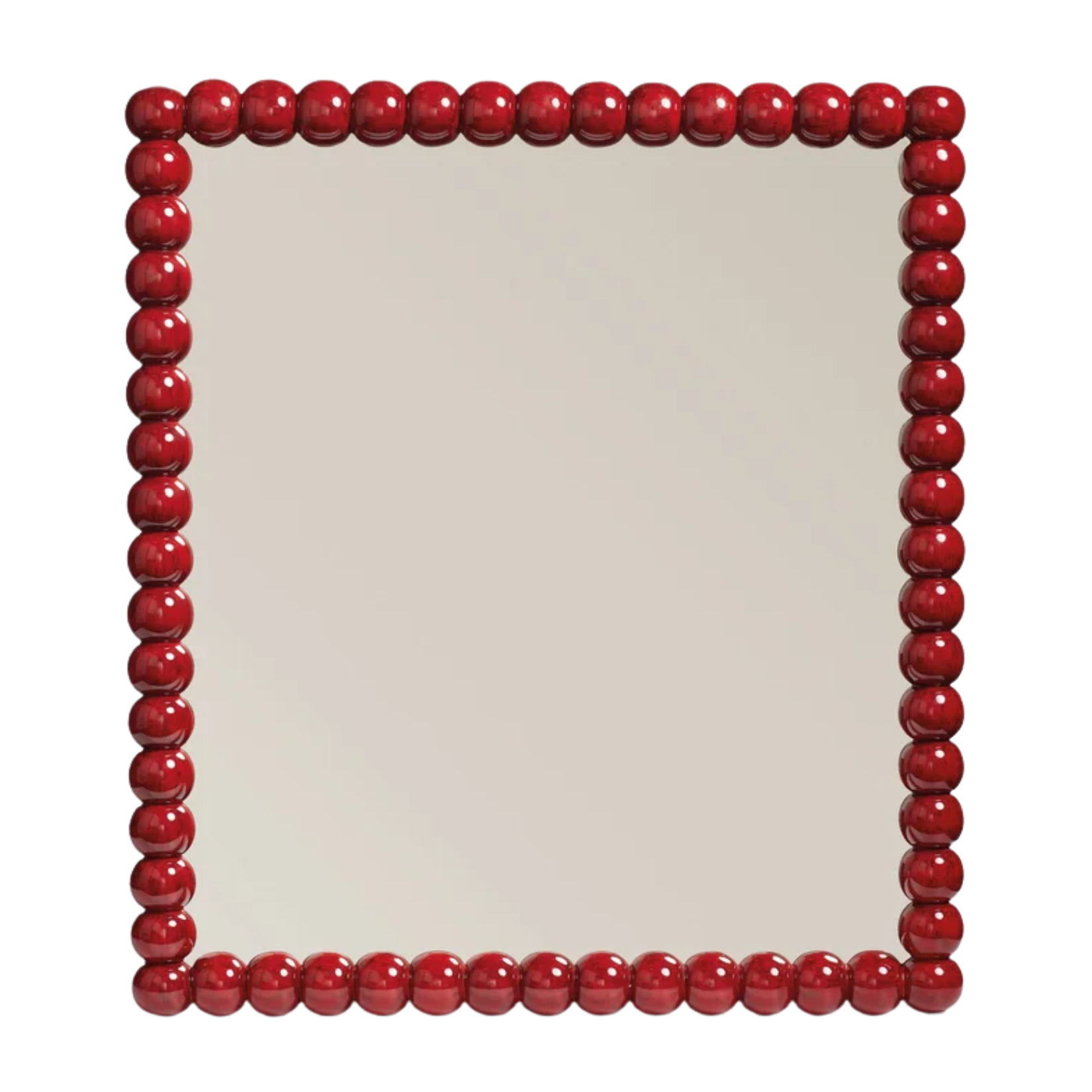 RED SHINY BOBBIN SQUARE MIRROR