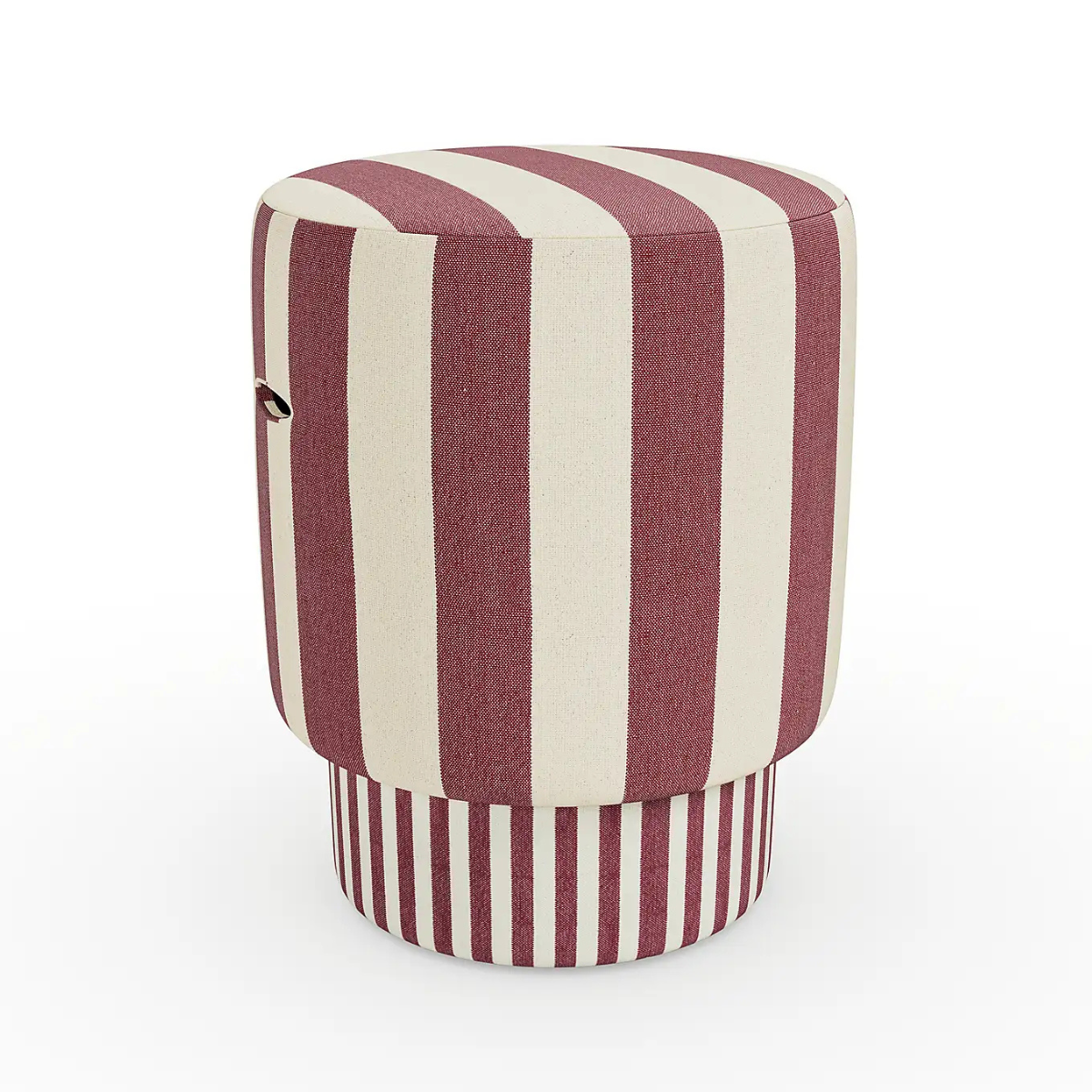 red and white stripe ottoman-style stool