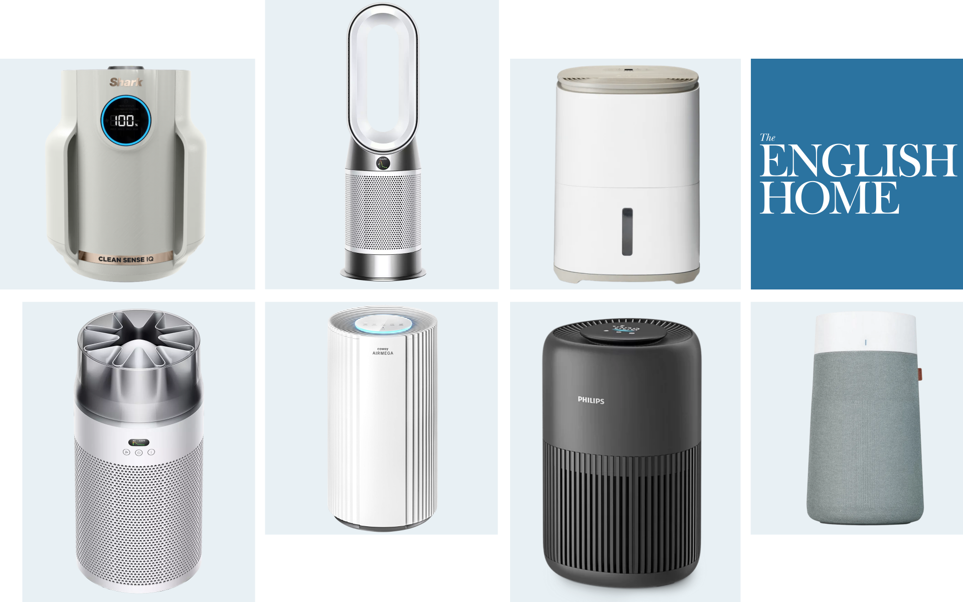 collage of the best air purifiers with the english home logo