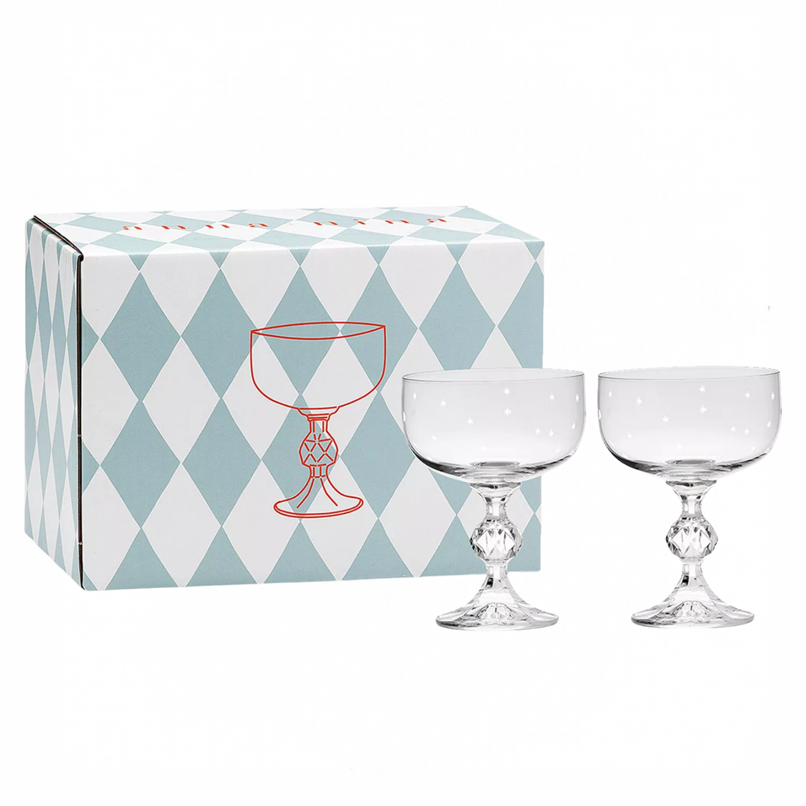 set of coupe glasses with stars