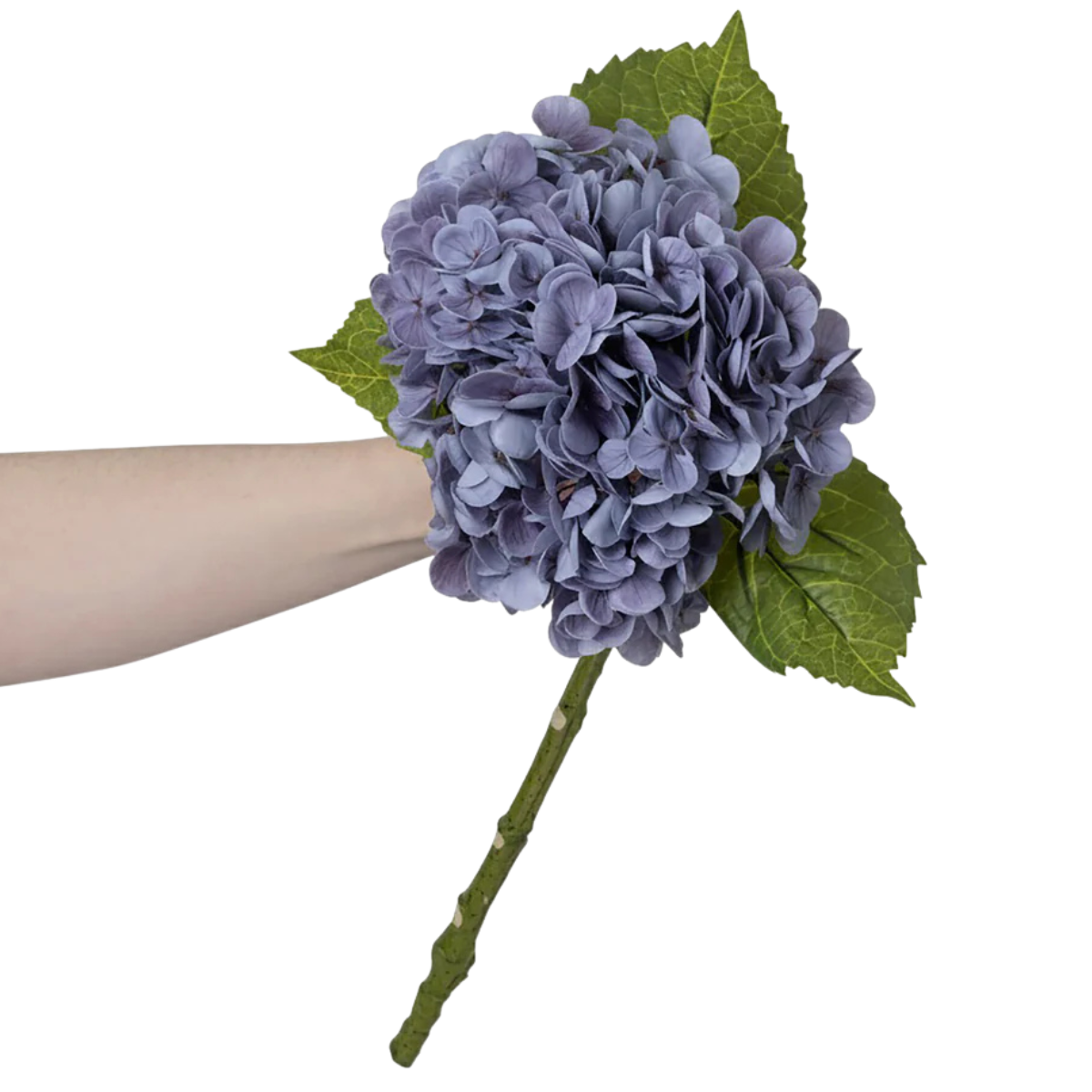 a blue faux hydrangea stem
