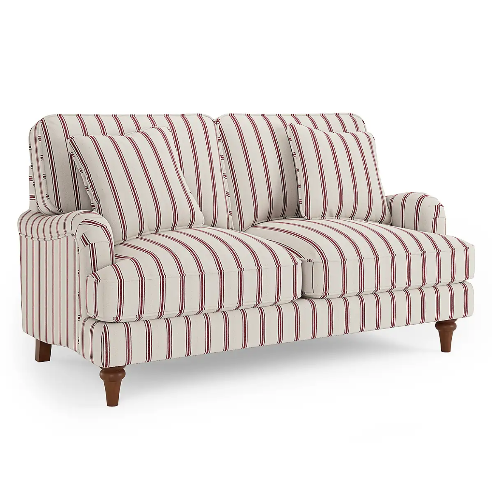 a white and red stripe sofa