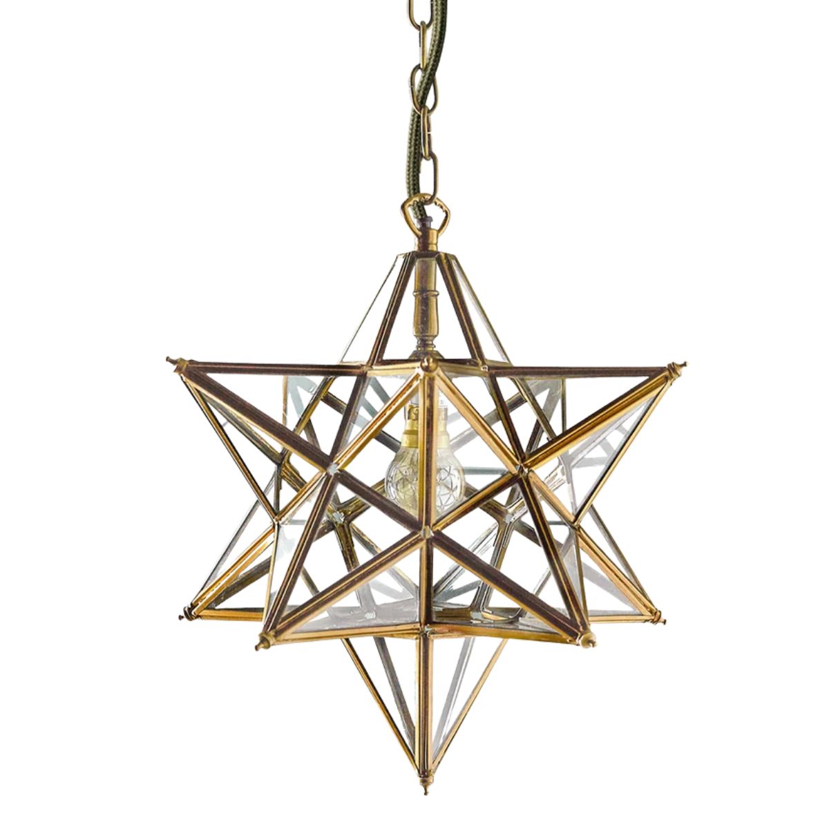 glass and brass star pendant