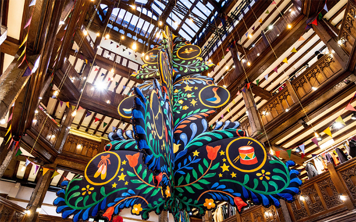 A Christmas display inside Liberty