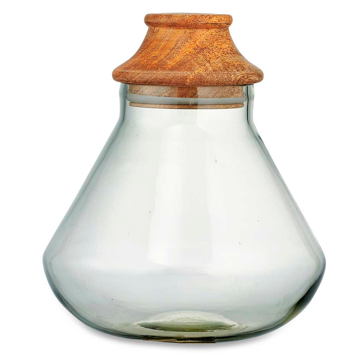 nkuku glass jar with a wooden lid