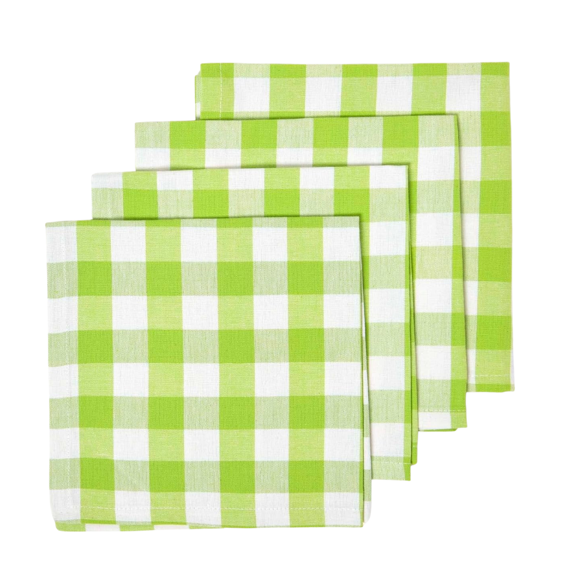 white and bright green gingham napkins